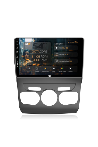 HUB64 Navigatie Android Citroen C4L (2011-2016), 10.1 inch, 4GB RAM, CarPlay ...