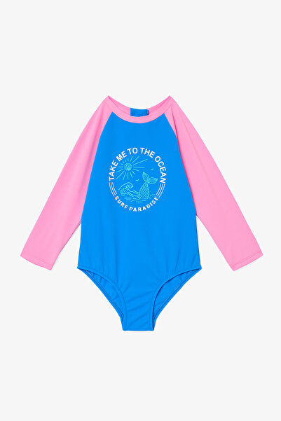Penti Açık Pembe Kız Çocuk Ocean UV Korumalı Uzun Kollu Mayo