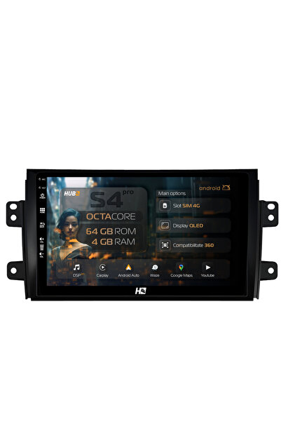 HUB64 Navigatie Android Suzuki SX4 / Fiat Sedici, 9 inch, 4GB RAM, CarPlay si...