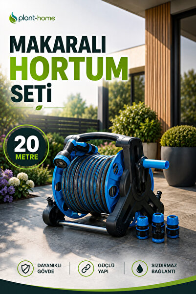 plant-home Makaralı Hortum Seti 20 Metre Bahçe Sulama Hortumu 1/2 İç Çap 5 Fo...