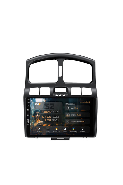 HUB64 Navigație Android Hyundai Santa Fe (2001-2005), 9 inch, 2GB RAM, CarPla...