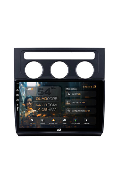 HUB64 Navigatie Android Volkswagen Touran (2003-2010), 10.1 inch, 4GB RAM, Ca...