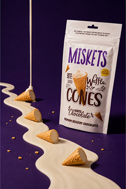 Miskets Beyaz Çikolata Dolgulu Mini Kornet 120 gr