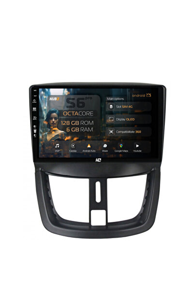 HUB64 Navigație Android Peugeot 207, 9 inch, 6GB RAM, CarPlay și Android Auto...