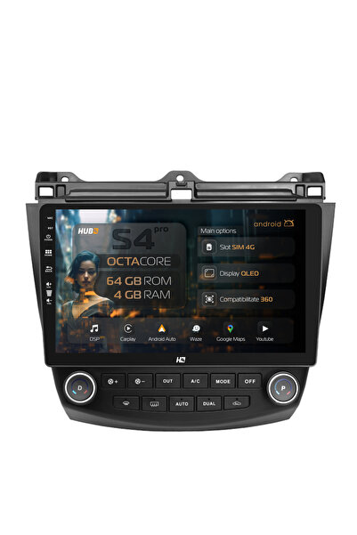 HUB64 Navigație Android Honda Accord 7 (2005-2008), 10.1 inch, 4GB RAM, CarPl...