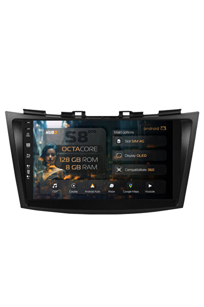 HUB64 Navigație Android Suzuki Swift (2011-2017), 9 inch, 8GB RAM, CarPlay și...