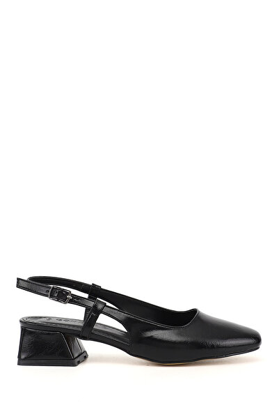 GÖNDERİ(R) Women's Black Blunt Toe Open Back Shoes