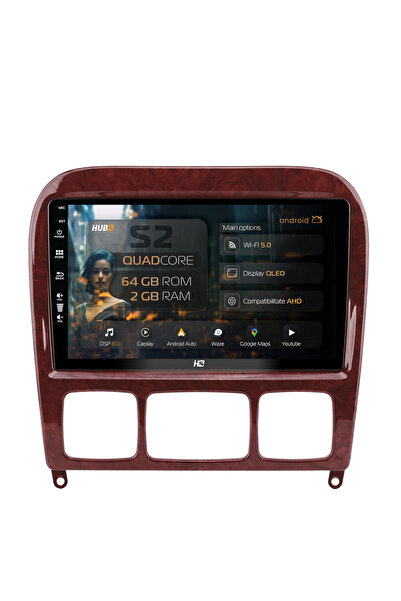 HUB64 Navigație Android Mercedes Benz Clasa S (1998-2005), 9 inch, 2GB RAM, C...