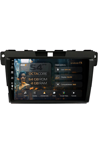 HUB64 Navigație Android Mazda CX-7 (2008-2013), 9 inch, 4GB RAM, CarPlay și A...