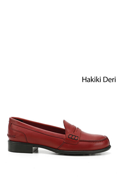 GÖNDERİ(R) Women/Girls Red Antique Genuine Leather Loafer Shoes