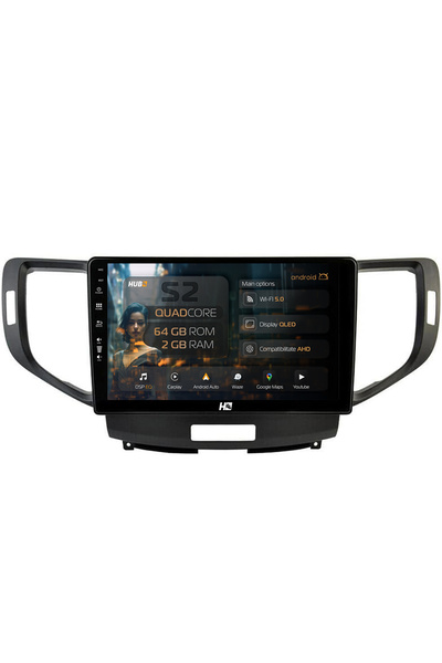 HUB64 Navigație Android Honda Accord VIII (2008-2012), 9 inch, 2GB RAM, CarPl...