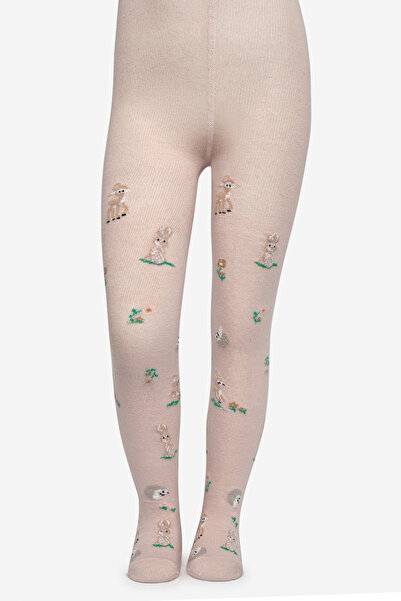 Penti Girl's Pretty Mini Forest Powder Pink Pantyhose