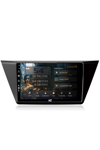 HUB64 Navigatie Android Volkswagen Touran (2016+), 10.1 inch, 4GB RAM, CarPla...