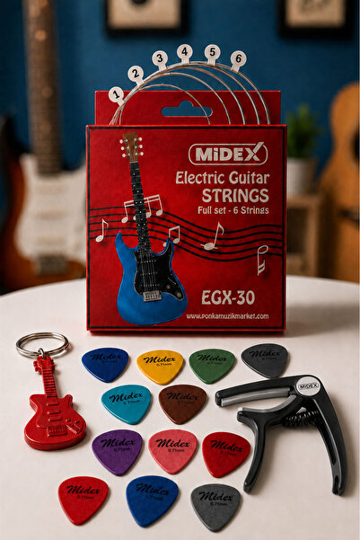 Lastvoice Egx-30c Electric Guitar String and Plectrums Set - Capo (CAPO) Incl...