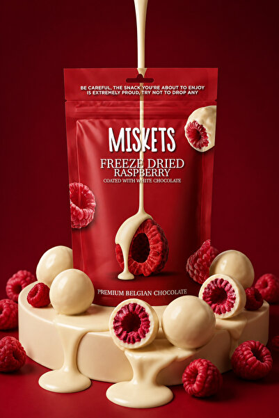 Miskets Beyaz Çikolata Kaplamalı Dondurularak Kurutulmuş Ahududu 80 gr