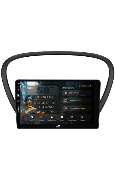 HUB64 Navigație Android Peugeot 607 (2004-2011), 9 inch, 8GB RAM, CarPlay și ...