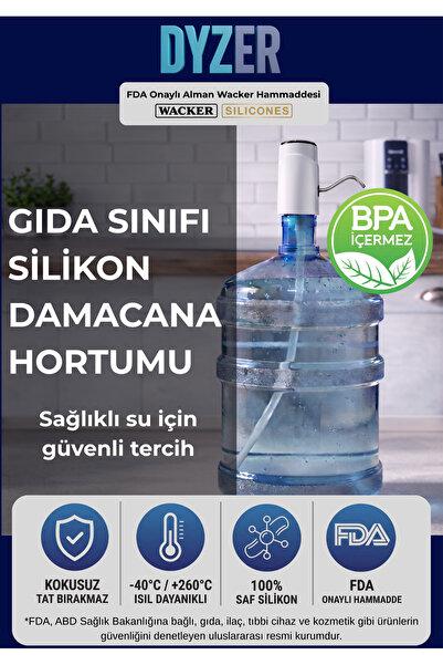 DYZER Gıda Uyumlu Silikon Hortum - Şarjlı Damacana Su Pompasına uygun - 55CM ...