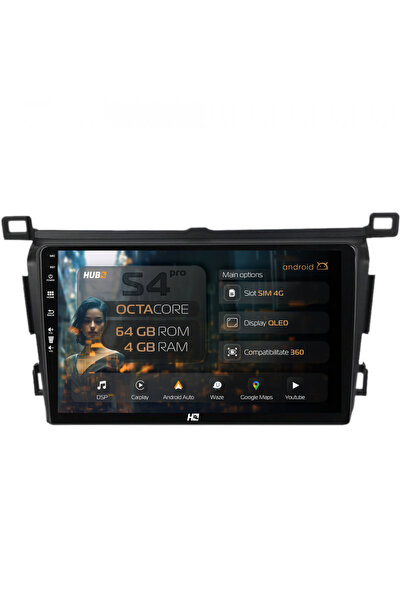 HUB64 Navigație Android Toyota RAV4 (2013-2018), 9 inch, 4GB RAM, CarPlay și ...
