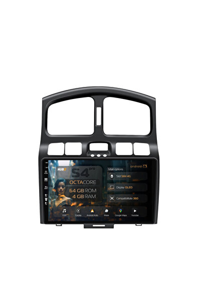HUB64 Navigatie Android Hyundai Santa Fe (2001-2005), 9 inch, 4GB RAM, CarPla...