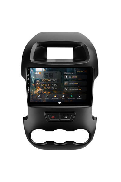 HUB64 Navigație Android Ford Ranger (2011-2015), 9 inch, 8GB RAM, CarPlay și ...