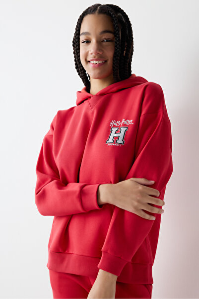 Penti Kırmızı Harry Potter Baskılı Şardonlu Kapüşonlu Sweatshirt
