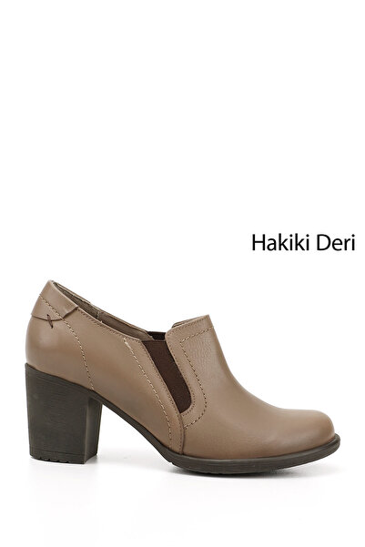GÖNDERİ(R) Women/Girls Mink Antique Medium Thick Heeled Genuine Leather Shoes