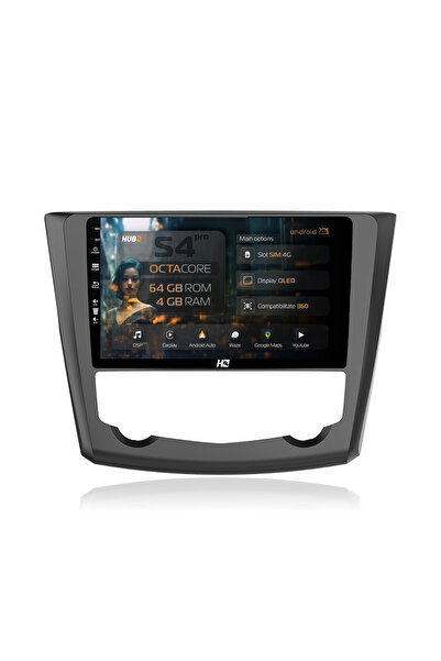 HUB64 Navigație Android Renault Kadjar, 9 inch, 4GB RAM, CarPlay și Android A...