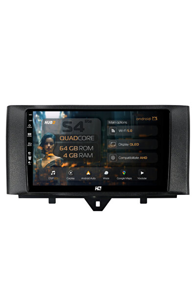 HUB64 Navigație Android Smart Fortwo (2010-2015), 9 inch, 4GB RAM, CarPlay și...