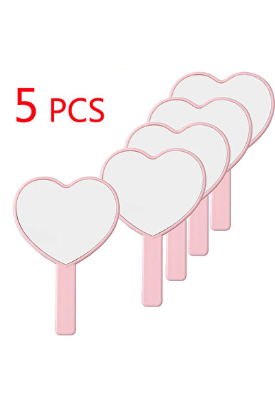 Choice 5pcs Cute Heart-shaped Handheld Makeup Mirror 5/10pcs Portable Small K...