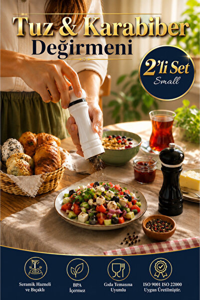 Sunplast Seramik Tuz & Biber Değirmeni - 2'li Set Small