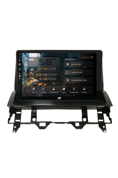 HUB64 Navigație Android Mazda 6 (2002-2008), 10.1 inch, 6GB RAM, CarPlay și A...