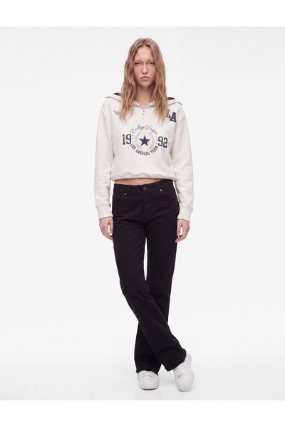 Koton Φούτερ Oversize με τρία νήματα, στάμπα στο γιακά και μισό φερμουάρ