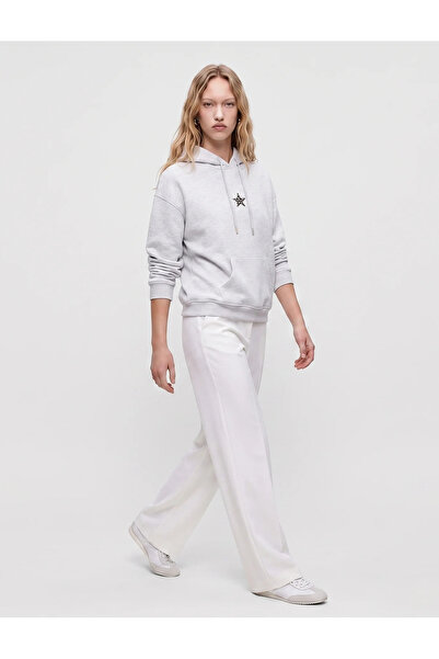 Koton Three-Threaded, Long-Sleeved, Hooded, Pocket-Detailed, Embroidered Back...