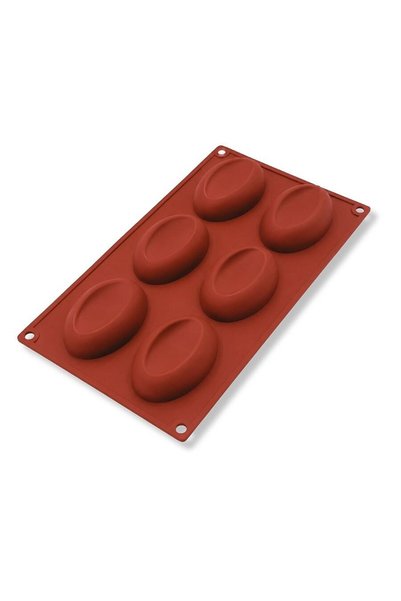 Flexmat قالب سيليكون بيضاوي للكيك والمعجنات، مجموعة من 6 قطع بيضاوية الشكل (ر...