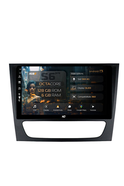 HUB64 Navigație Android Mercedes Benz W211/CLS, 9 inch, 6GB RAM, CarPlay și A...