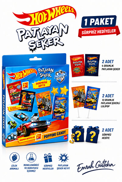 Emrah Gültekin Patlayan Şeker Seti 1 Paket 6 Parça Sürpriz Hediyeli Lollipop ...
