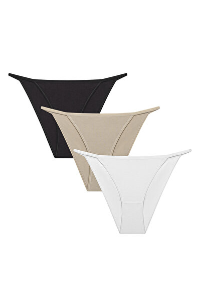 Penti Strappy Pamuklu 3lü Çok Renkli Slip Külot