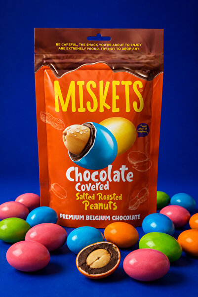 Miskets Tuzlu Yer Fıstıklı Sütlü Çikolata Kaplamalı Renkli Draje 120 gr