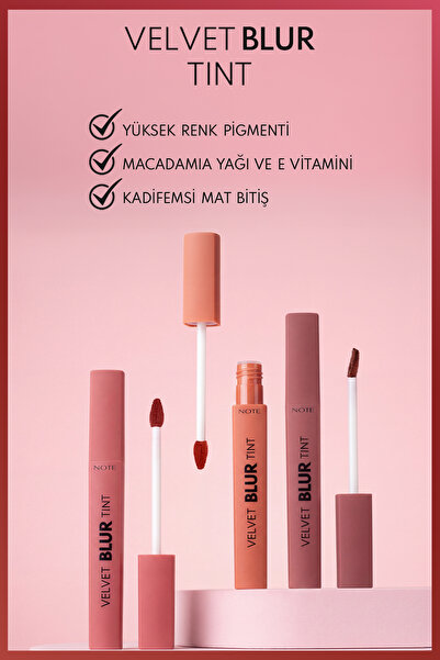 NOTE Velvet Blur Tint Kadife Bitişli Nemlendirici Mat Ruj - 02 Rose Dusk - Pembe