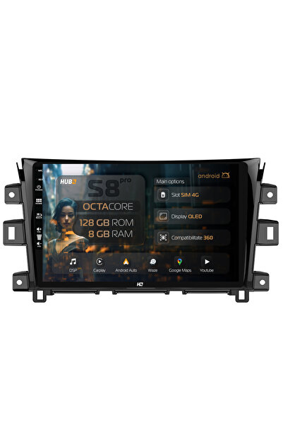 HUB64 Navigatie Android Nissan Navara (2015+), 10.1 inch, 8GB RAM, CarPlay si...