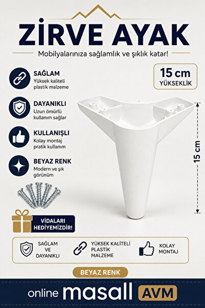 MASALL Ayak( 1 Adet ) Kirli Beyaz Ünite,tv Sehpası,koltuk,puff,dolap,komidin,...