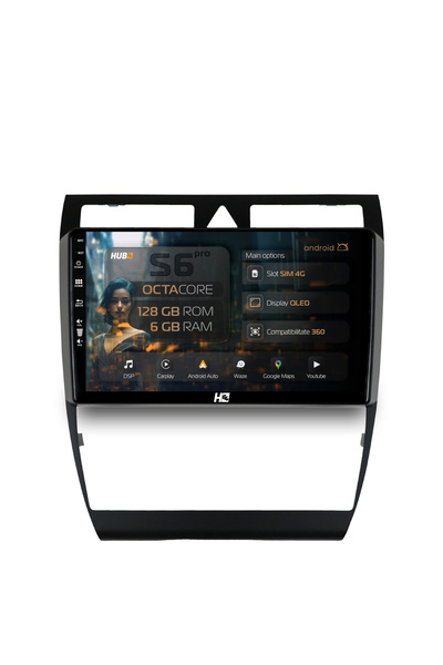 HUB64 Navigație Android Audi A6, 9 inch, 6GB RAM, CarPlay și Android Auto, DS...