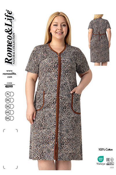ROMEO LİFE Women's Plus Size 100% Cotton Combed Fabric Zipper Summer Dress / ...