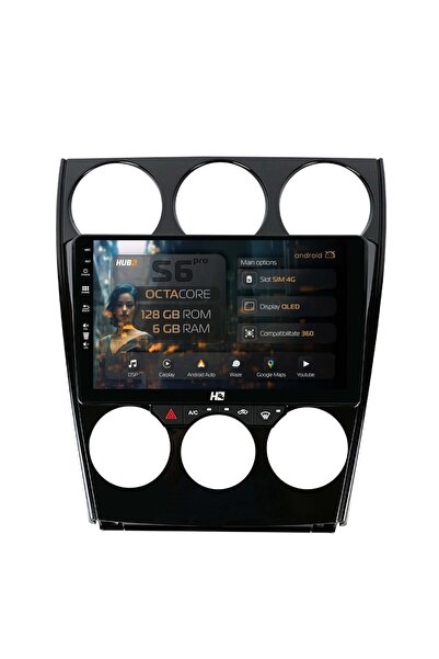 HUB64 Navigație Android Mazda 6 (2002-2008), 9 inch, 6GB RAM, CarPlay și Andr...