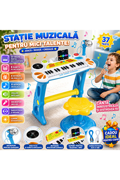 ideal STORE Orga Electrica cu Microfon Blue Singer
