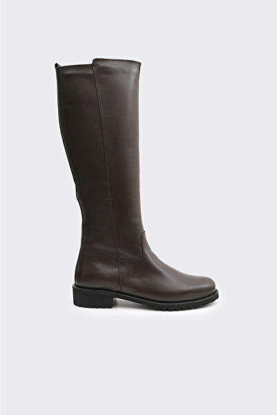 derinet Günlük Hakiki Deri Fermuarlı Kadın Çizme