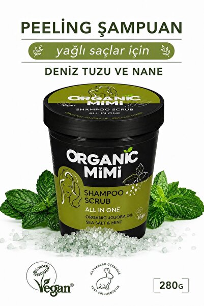ORGANİC MİMİ Peeling Şampuanı Deniz Tuzu ve Organik Nane Saç Dökülmesine Karş...