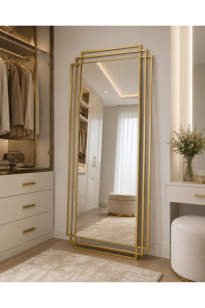 EFFE YAPI DEKOR Gold Metal 3 Çerçeveli 180x80 Cm Dekor Ayna