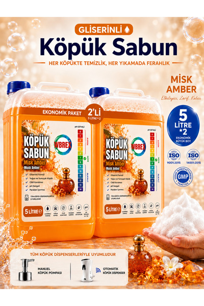 WBREX Premium Gliserinli Köpük Sabun 5 lt * 2 Adet Ekonomik Boy Misk Amber Ko...