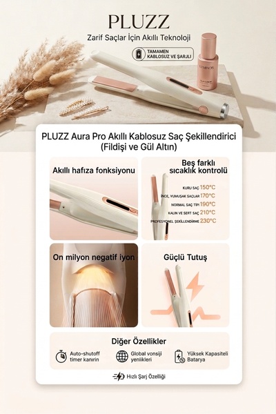 Pluzz Saç Maşası Şarj Edilebilir Taşınabilir İyonlu